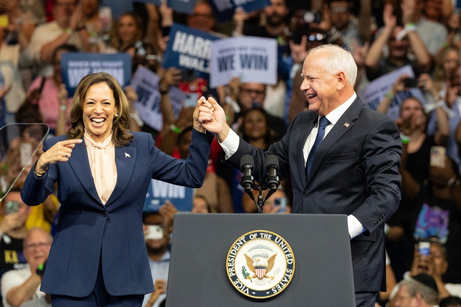 Kamala Harris and Tim Walz