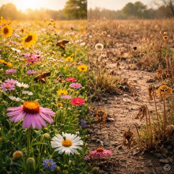 honeybee pollinator crisis science 2026 native bees wildflower seeds mason bee house neonicotinoids habitat