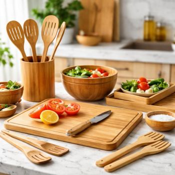 Certified organic bamboo cutting boards and kitchen utensils for a sustainable plant-based kitchen in 2026