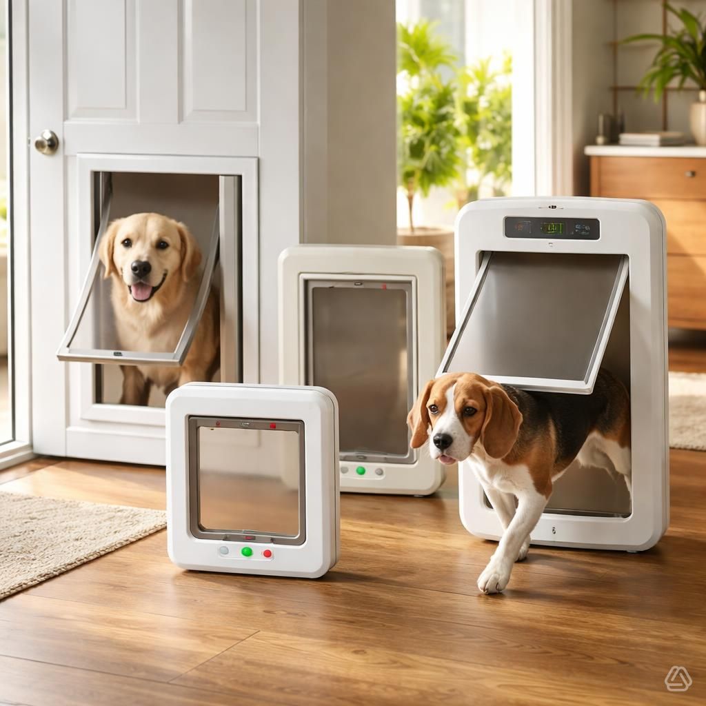 Smart pet door reading a cat's microchip to allow selective entry, 2026